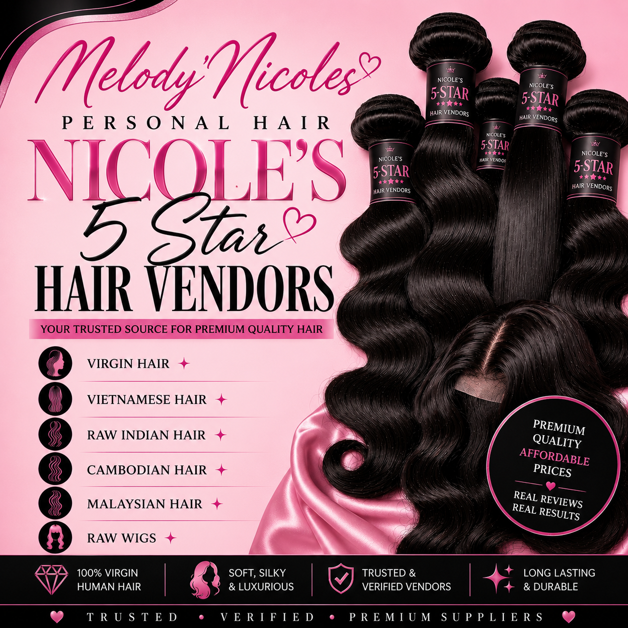 Melody'Nicoles 5 Star hair vendors